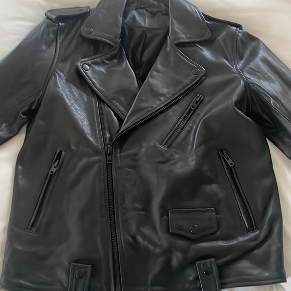 NWOT JOE'S JEANS LEATHER MOTO BIKER ZIP JACKET Sz M - Picture 6 of 14